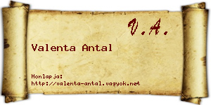 Valenta Antal névjegykártya